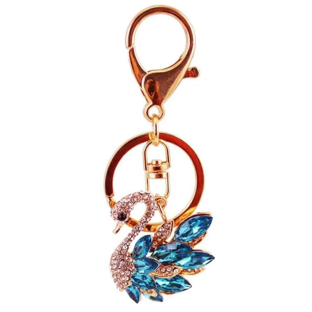 Swan Shaped Keychain In Blue